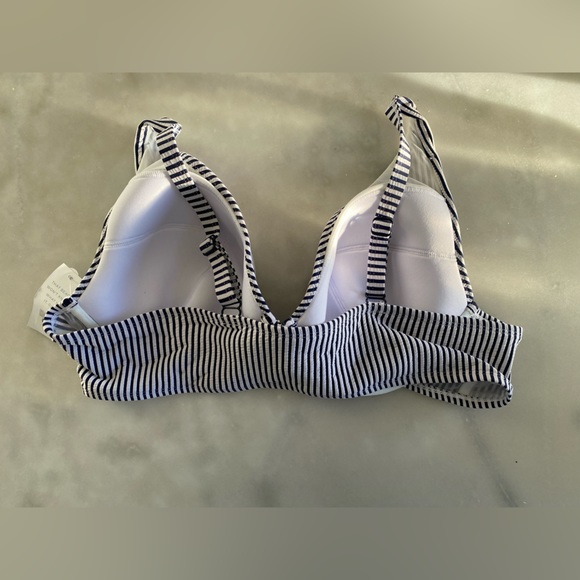 New! Cacique Underwire Seersucker Swim Bikini Top 42D Maritime Blue Seersucker - Picture 5 of 9